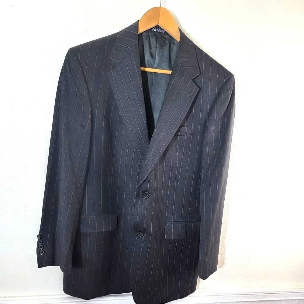 Burberry London Mens Pinstripe Blazer Sport Coat Union Made USA Gray